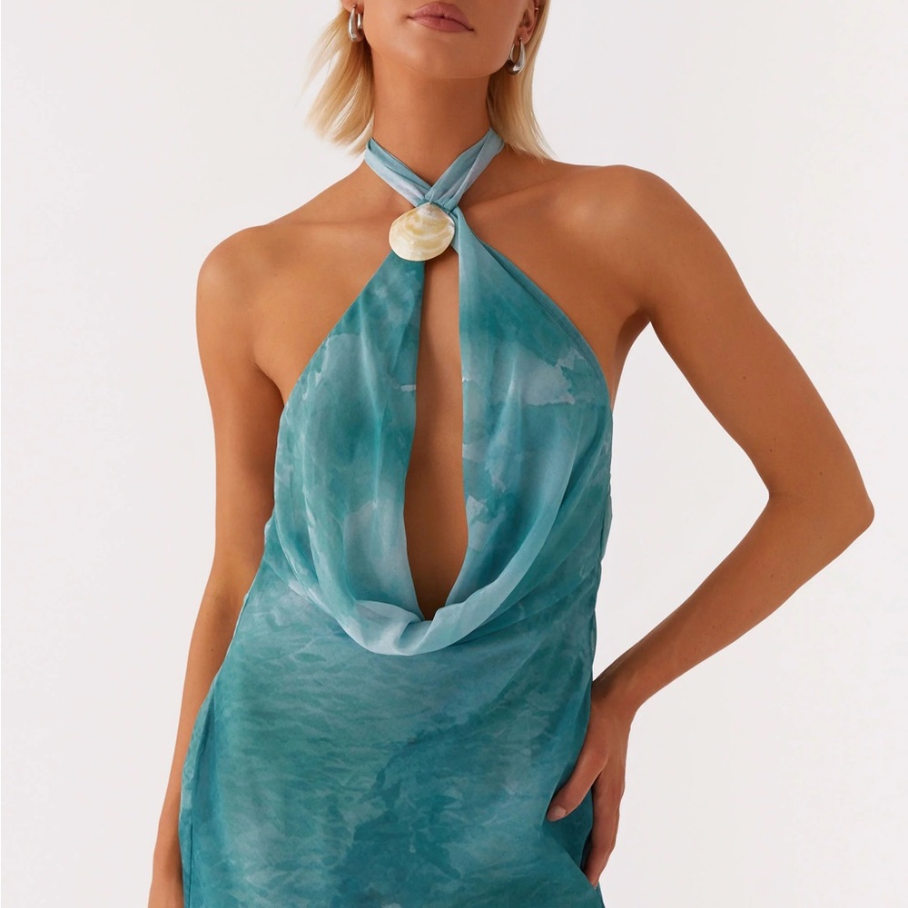Peppermayo Teal Halter Mini Dress